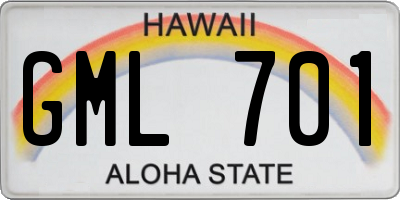 HI license plate GML701