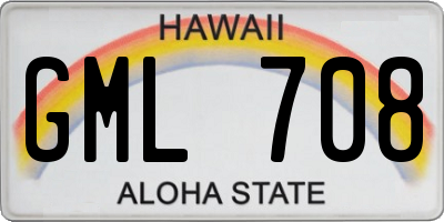HI license plate GML708