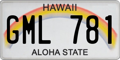 HI license plate GML781