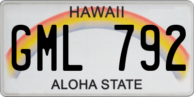 HI license plate GML792