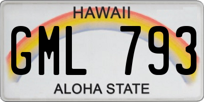 HI license plate GML793