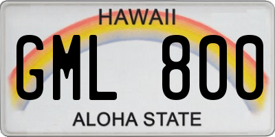 HI license plate GML800
