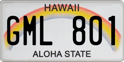HI license plate GML801