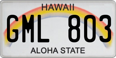 HI license plate GML803