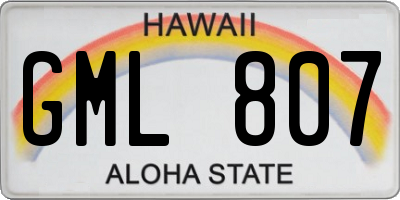 HI license plate GML807