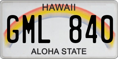 HI license plate GML840