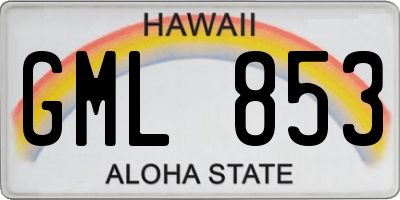 HI license plate GML853