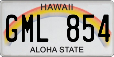 HI license plate GML854