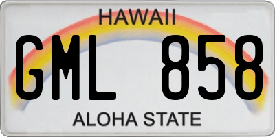 HI license plate GML858