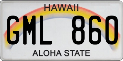 HI license plate GML860