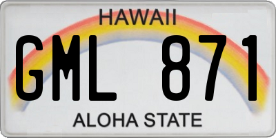 HI license plate GML871