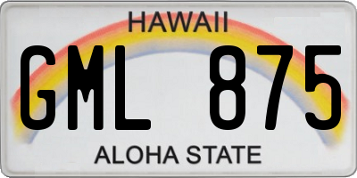 HI license plate GML875