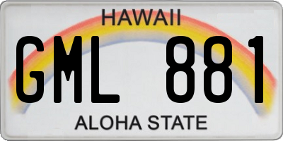 HI license plate GML881