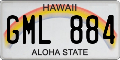 HI license plate GML884