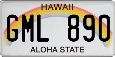 HI license plate GML890