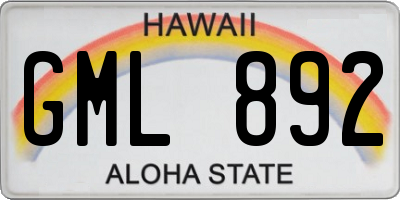 HI license plate GML892
