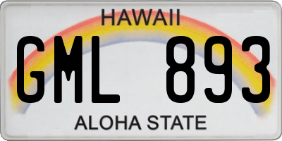 HI license plate GML893