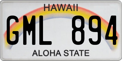 HI license plate GML894
