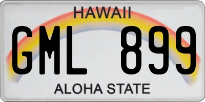 HI license plate GML899