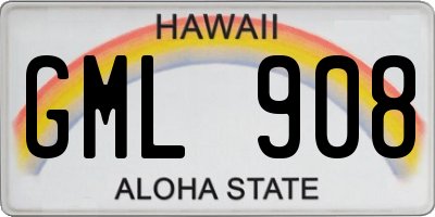 HI license plate GML908