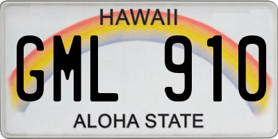 HI license plate GML910