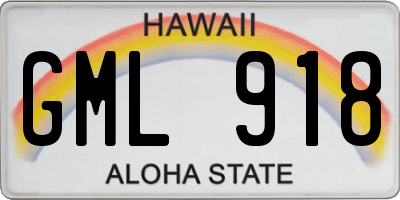 HI license plate GML918