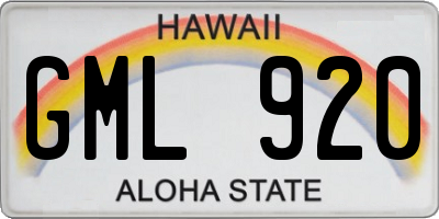 HI license plate GML920