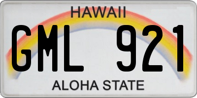 HI license plate GML921