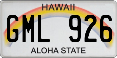 HI license plate GML926