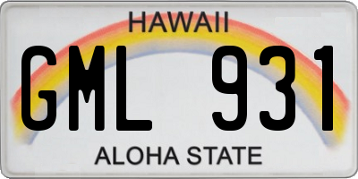 HI license plate GML931