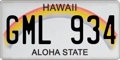 HI license plate GML934
