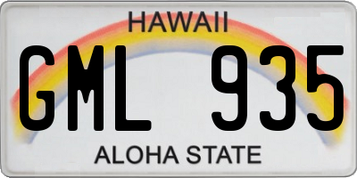 HI license plate GML935