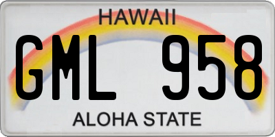 HI license plate GML958