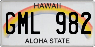 HI license plate GML982