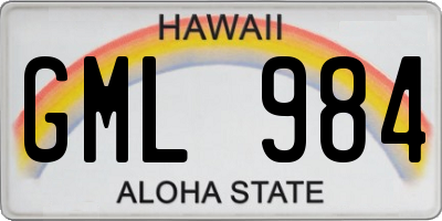 HI license plate GML984