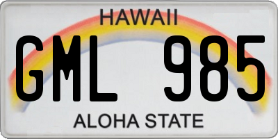HI license plate GML985