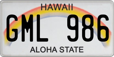 HI license plate GML986