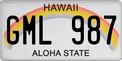 HI license plate GML987