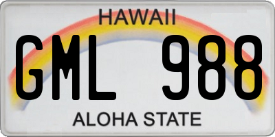 HI license plate GML988