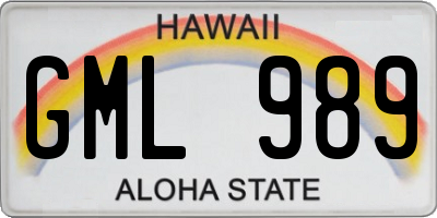 HI license plate GML989