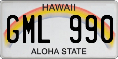 HI license plate GML990