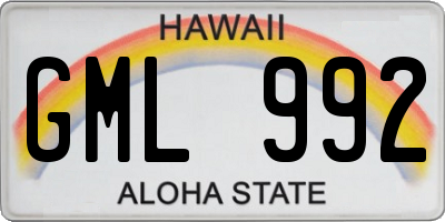 HI license plate GML992