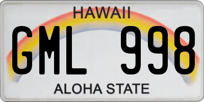 HI license plate GML998