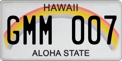 HI license plate GMM007