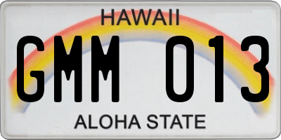 HI license plate GMM013