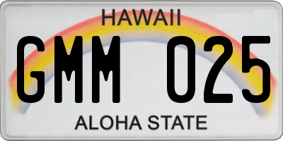 HI license plate GMM025