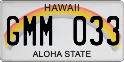 HI license plate GMM033