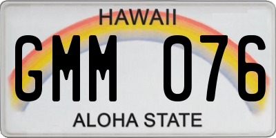 HI license plate GMM076