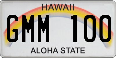 HI license plate GMM100
