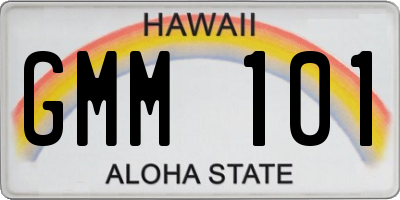 HI license plate GMM101